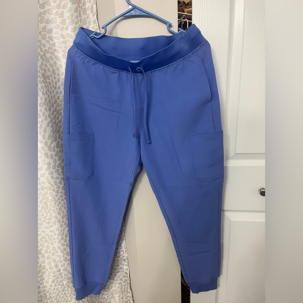 Cornflower Blue Scrub Jogger Pants with Drawstring